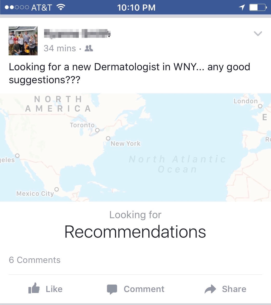 You can see the prominent "Recommendations" message in the Facebook post above.