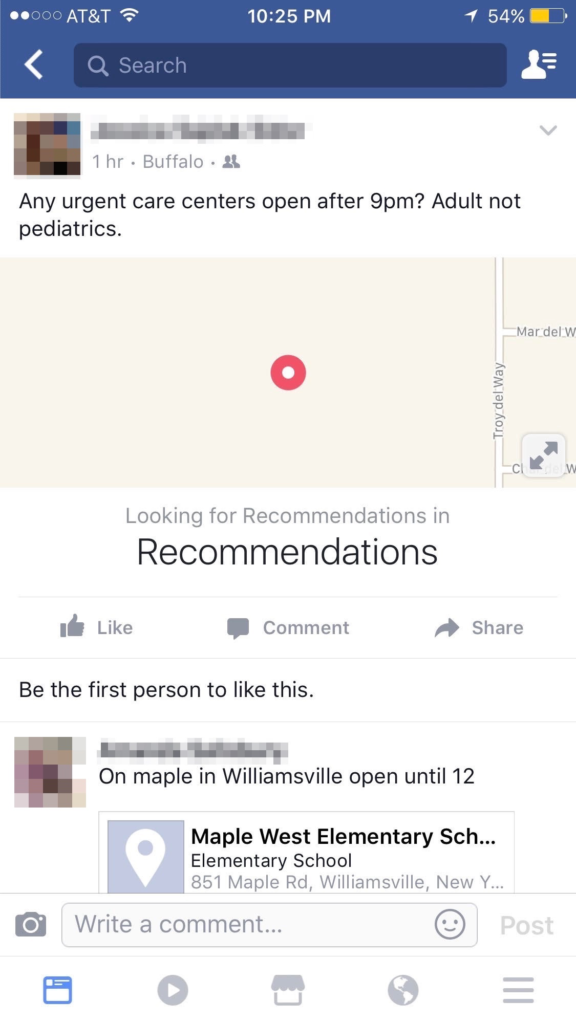 In the above post, Facebook incorrectly linked to a school, instead of a practice.